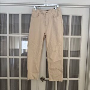 Zara Beige High-Rise Straight Leg Jeans